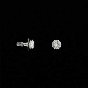 Amanda Blu Round Halo Stud Earrings - Silver