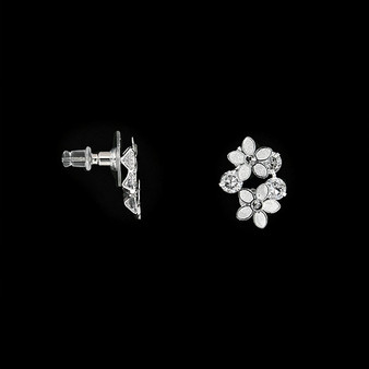 Amanda Blu Silver Double Flower & Crystal Earrings