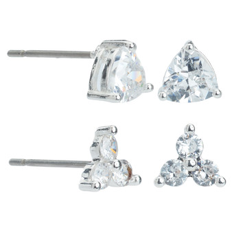 Amanda Blu CZ Trillion Duo Stud Earrings