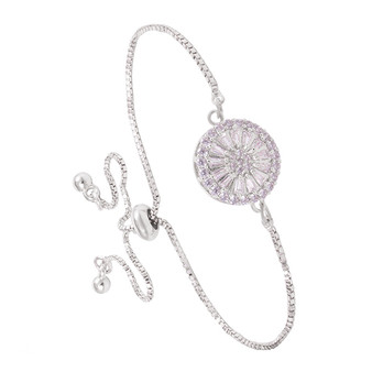 Amanda Blu Round Disk Pull Cord Bracelet - Silver