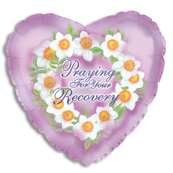 Praying for Your Recovery Heart-Shaped Mylar Balloon