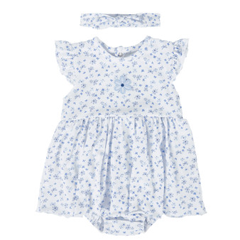 Baby Bodysuit Sundress with Headband - Blue