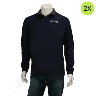 Moffitt Cancer Center Logoed Men's Quarter Zip Pullover - Navy and Gray - 2X