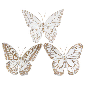 White-Washed Wood Butterfly Decor
