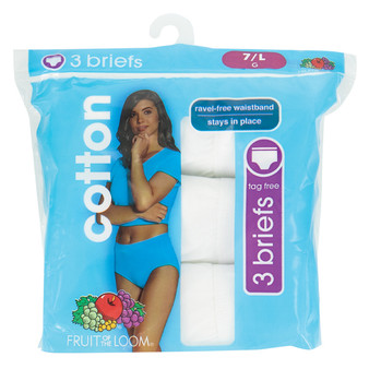 Fruit of the Loom Women's Tag-Free Briefs - Size 7 Large