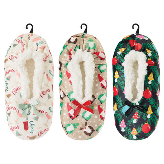 Women's Holiday Fuzzy Babba Slipper Socks