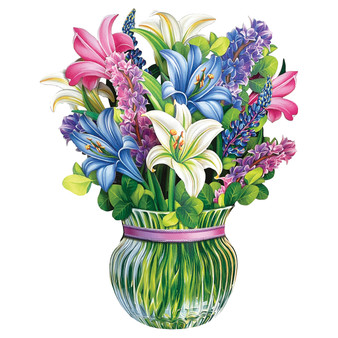 Fresh Cut Mini Pop-Up Greeting Card - Lilies & Lupines