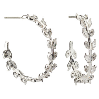 Amanda Blu CZ Marquis Leaf Hoop Earrings