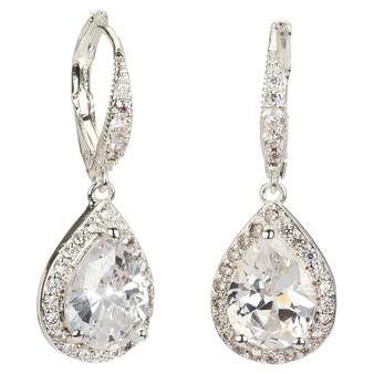 Amanda Blu CZ Teardrop Halo Earrings