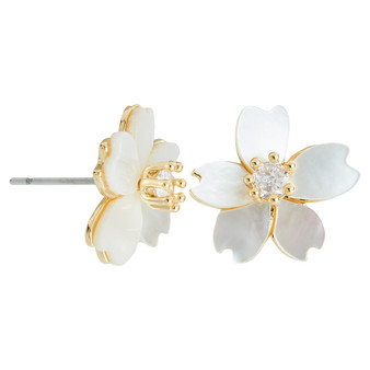 Amanda Blu Mother of Pearl & CZ Petal Earrings