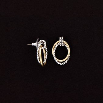 Julia Harper Two-Tone Gold and Silver Twisted Double Hoop Earrings