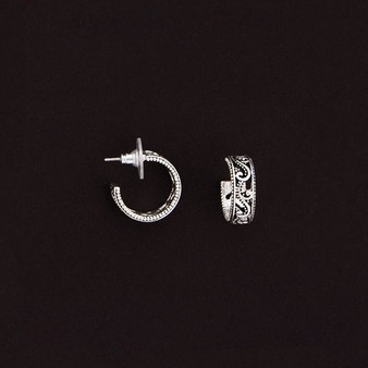 Julia Harper Silver Lace Hoop Huggie Earrings