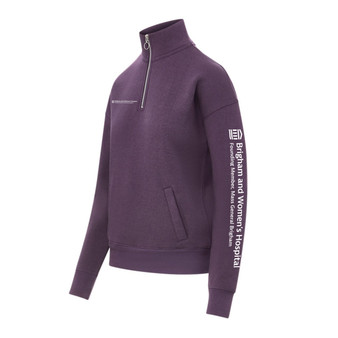 Brigham & Women's Hospital Women's Cloud Fleece Quarter-Zip Pullover - Eggplant - M