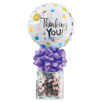 Get Well Soon Kelliloons Gift Set -  Glass Cube with Assorted Candy