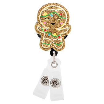 Sparkle And Shine Gingerbread Man Badge Reel