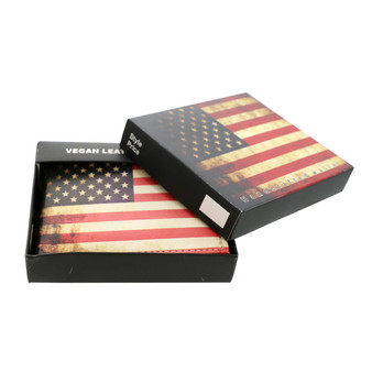 Vintage American Flag Bi-Fold Vegn Leather Wallet