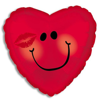 Smiley Face Heart-Shaped Mylar Balloon