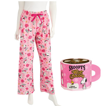 Women's Snoopy Valentine Lounge Pants in Hot Cocoa Mug-Style Gift Box
