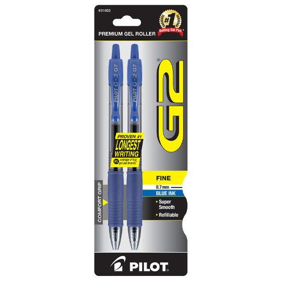 Pilot G2 Fine Point 2-Pack Gel Roller Pens - Blue