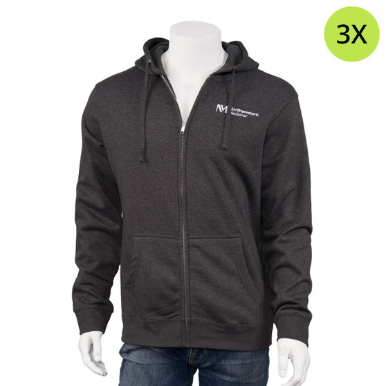 Northwestern Medicine Logoed Full-Zip Fleece Hoodie - Heathered Charcoal - 3X