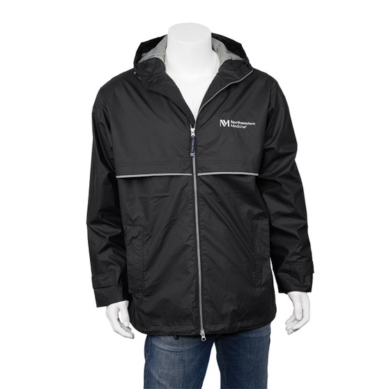 Northwestern Medicine Logoed Men's New Englander Rain Jacket - Black - 2X
