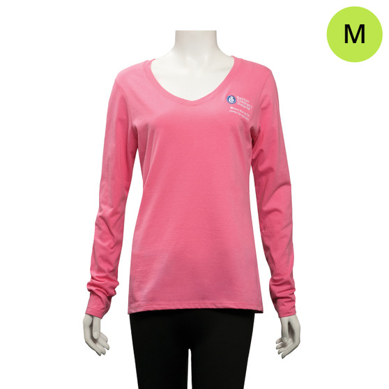 Boston Children's Hospital Logoed Women's Long-Sleeved V-Neck Shirt - Pink - M