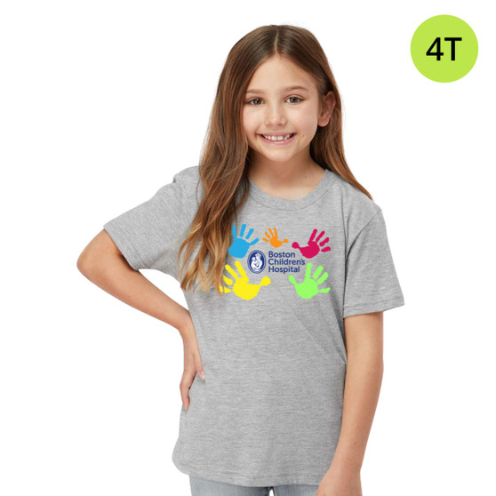Boston Children's Hospital Logoed Handprint Toddler T-Shirt - Gray - 4T