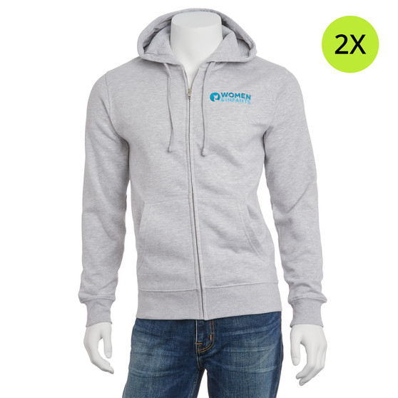 Women and Infants Hospital Logoed Full-Zip Fleece Hoodie - Heather Gray - 2X