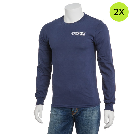 Women and Infants Hospital Logoed Long-Sleeved Shirt - Navy - 2X