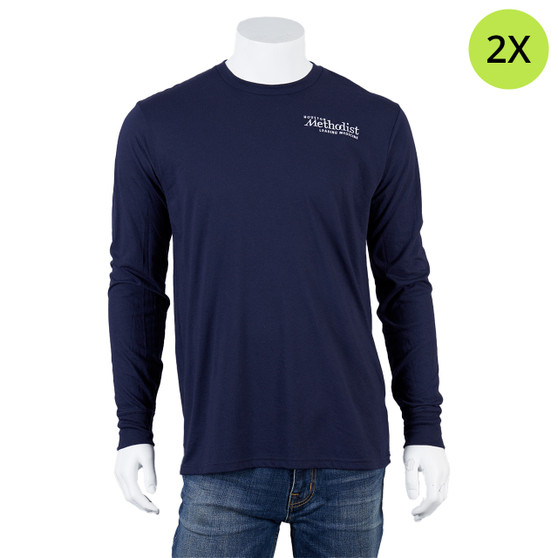 Houston Methodist Baytown Hospital Logoed Long-Sleeved Shirt - Navy - 2X