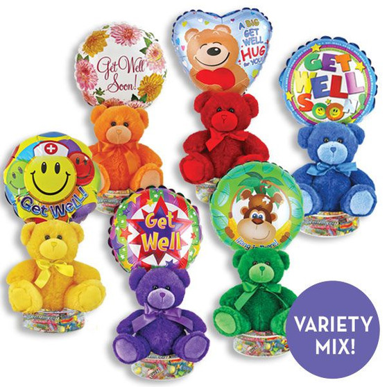 Get Well Soon Kelliloons Gift Set - Bright Bear - Variety Mix Candy