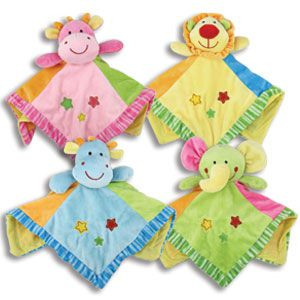 Baby Security Blanket with Animal Lovey Rattle