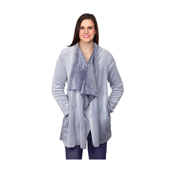 Drapey Open-Front Fleece Cardigan