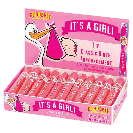 El Bubble Bubble Gum Birth Announcement Cigars - It's a Girl - 36 Pack