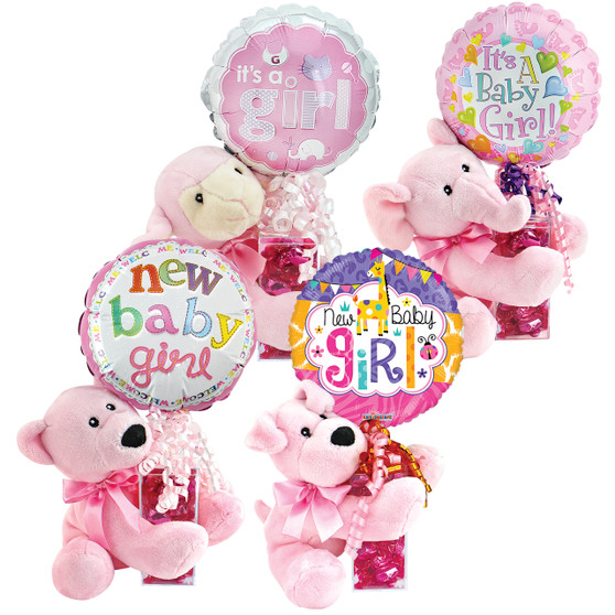 New Baby Kelliloons Gift Set - Hugger Plush and Mints - It's a Girl