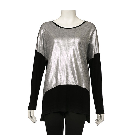 Metallic Long-Sleeved Tunic - Silver
