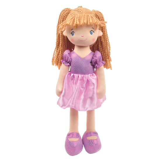 Addy Plush Rag Doll with Purple Dress