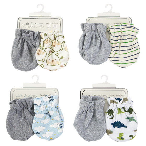 Honey Baby 2-Pack Anti-Scratch Baby Mittens - Blue