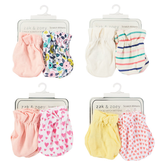 Honey Baby 2-Pack Anti-Scratch Baby Mittens - Pink