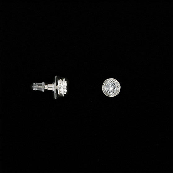 Amanda Blu Round Halo Stud Earrings - Silver
