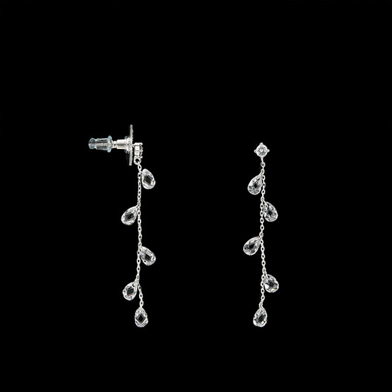 Amanda Blu Silver Crystal Tear Drop Earrings