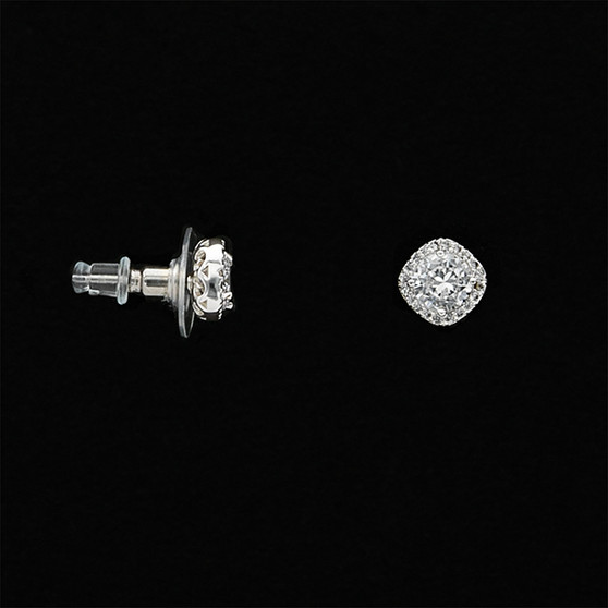Amanda Blu Silver Square Halo Earrings