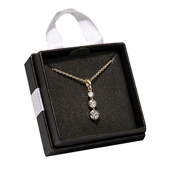 Julia Harper Three Stone Pendant Necklace - Gold