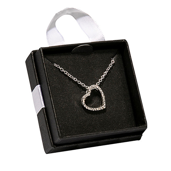 Julia Harper Open Heart Pendant Necklace - Silver