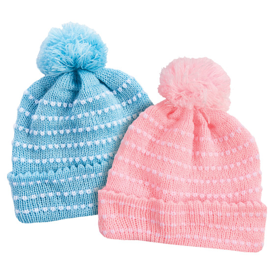Hand-Knitted Popcorn Stitch Infant Hat