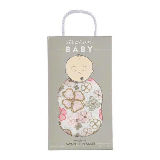 Bamboo Cotton Swaddle Blanket - Playful Posies
