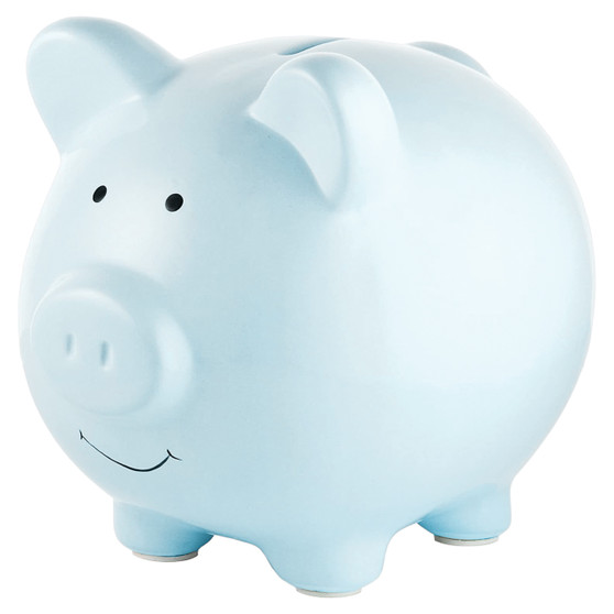 Large Ceramic Polka Dot Piggy Bank - Blue and White