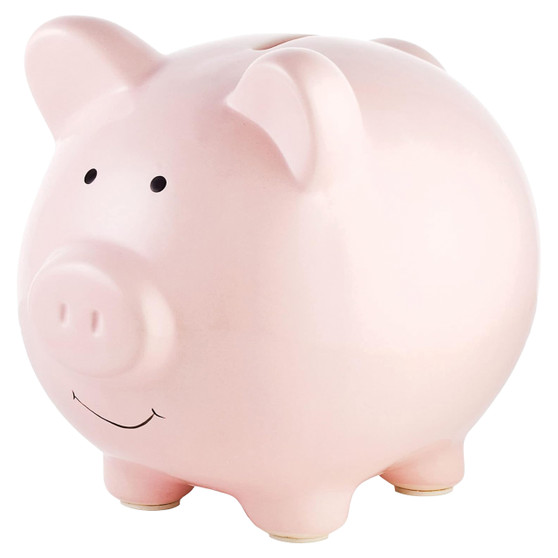 Large Ceramic Polka Dot Piggy Bank - Pink and Gold