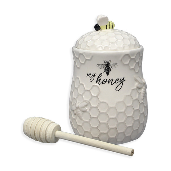 Honey Jar with Dipper Stick