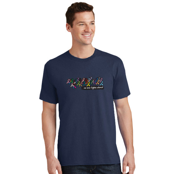 No One Fights Alone Cancer Ribbons Unisex T-Shirt - L